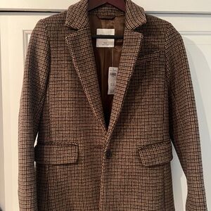 Abercrombie & Fitch Brown Houndstooth Wool-blend Blazer